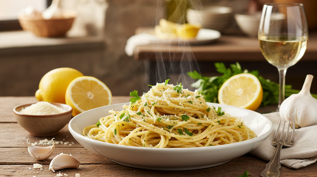 Pâtes ail et citron