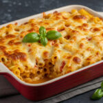 Gratin de pâtes au four à la sauce tomate et fromage fondant