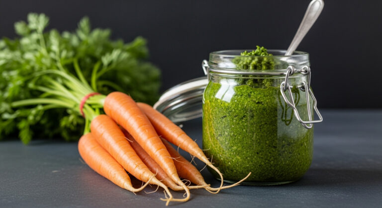 Pesto de fanes de carottes : la sauce anti-gaspi maison
